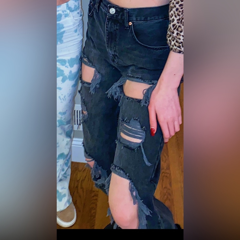 Distressed Black Women's Jeans
